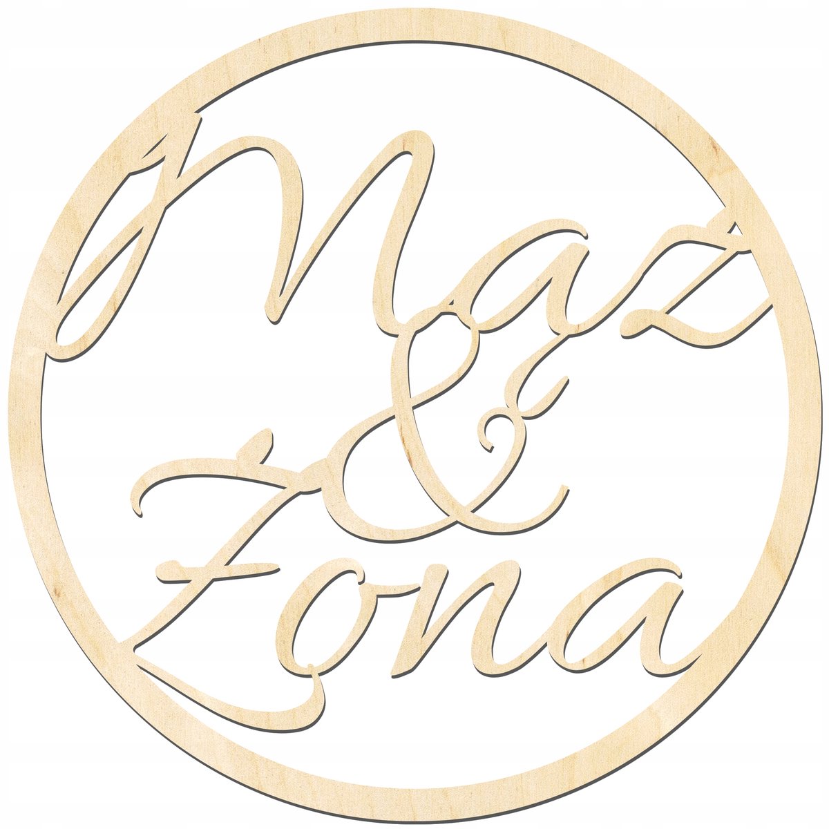 SMX Design - Huwelijksdecoratie - Mąż & Żona Tekst - Natuurlijke Sklejka - 50 cm