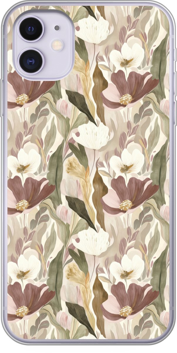 Telefoonhoesje Geschikt voor iPhone 11 hoesje - Bloemen - Aquarel - Kleurrijk - Siliconen Telefoonhoesje Telefoonhoesje