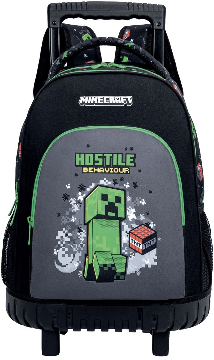 Minecraft - Rugzaktrolley - Trolley - Short Fuse - 44 cm - 3 vakken - Laptop vak - Vaste wielen