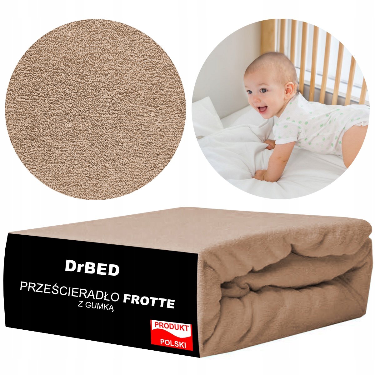 DrBED Frotte - Kinderbedlaken - 120x60cm - Piaskowy - Ademend