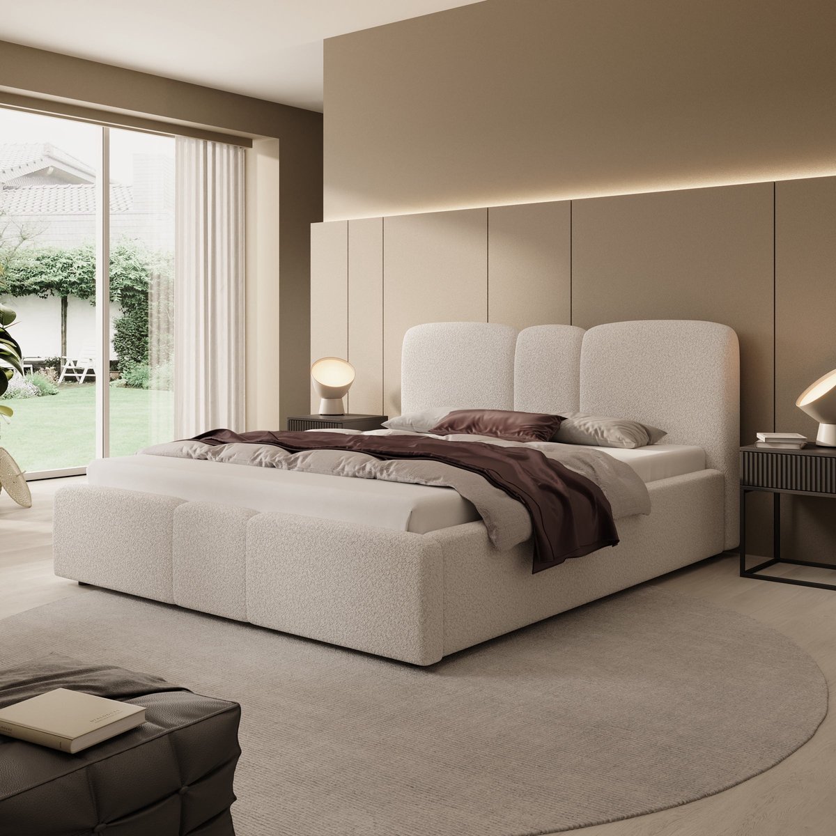 Meubella - Northwell - Tweepersoonsbed - Teddystof beige - 160x200 cm