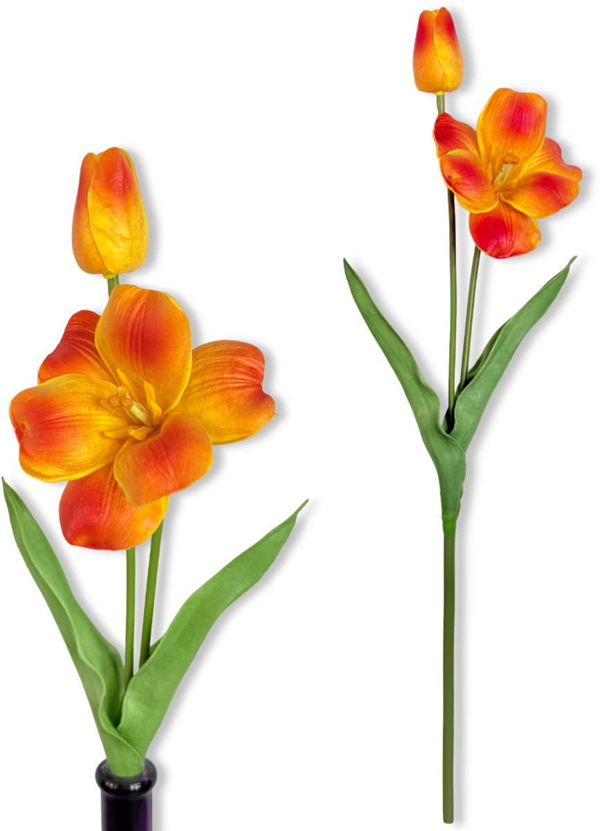 Inspiruj Kunstbloem - Piankowy Tulpen - Pomarańczowy - 53 cm Oranje