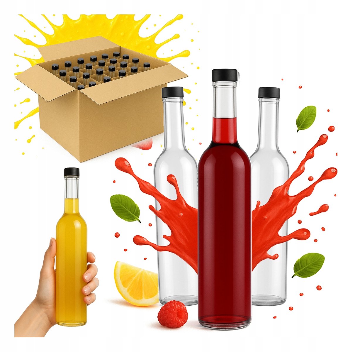 Bimberek Futura Serie - Glasflessen - 500ml - Met Dop - Voor Drank of Cadeau