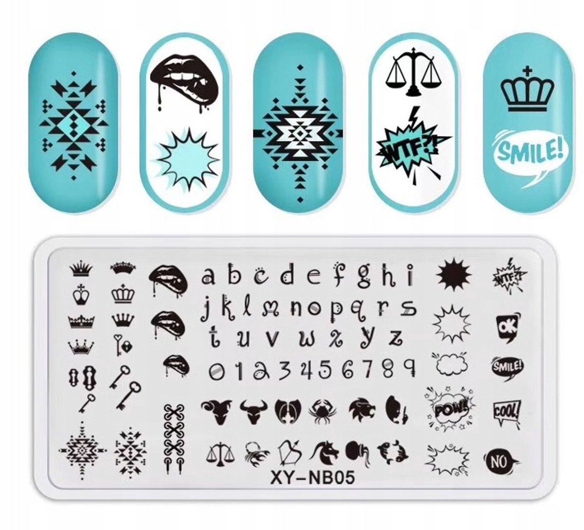 Born Pretty XY-NB05 - Blik Stempele Plaat - Literaire Decoraties - 12x6 cm - Herbruikbaar