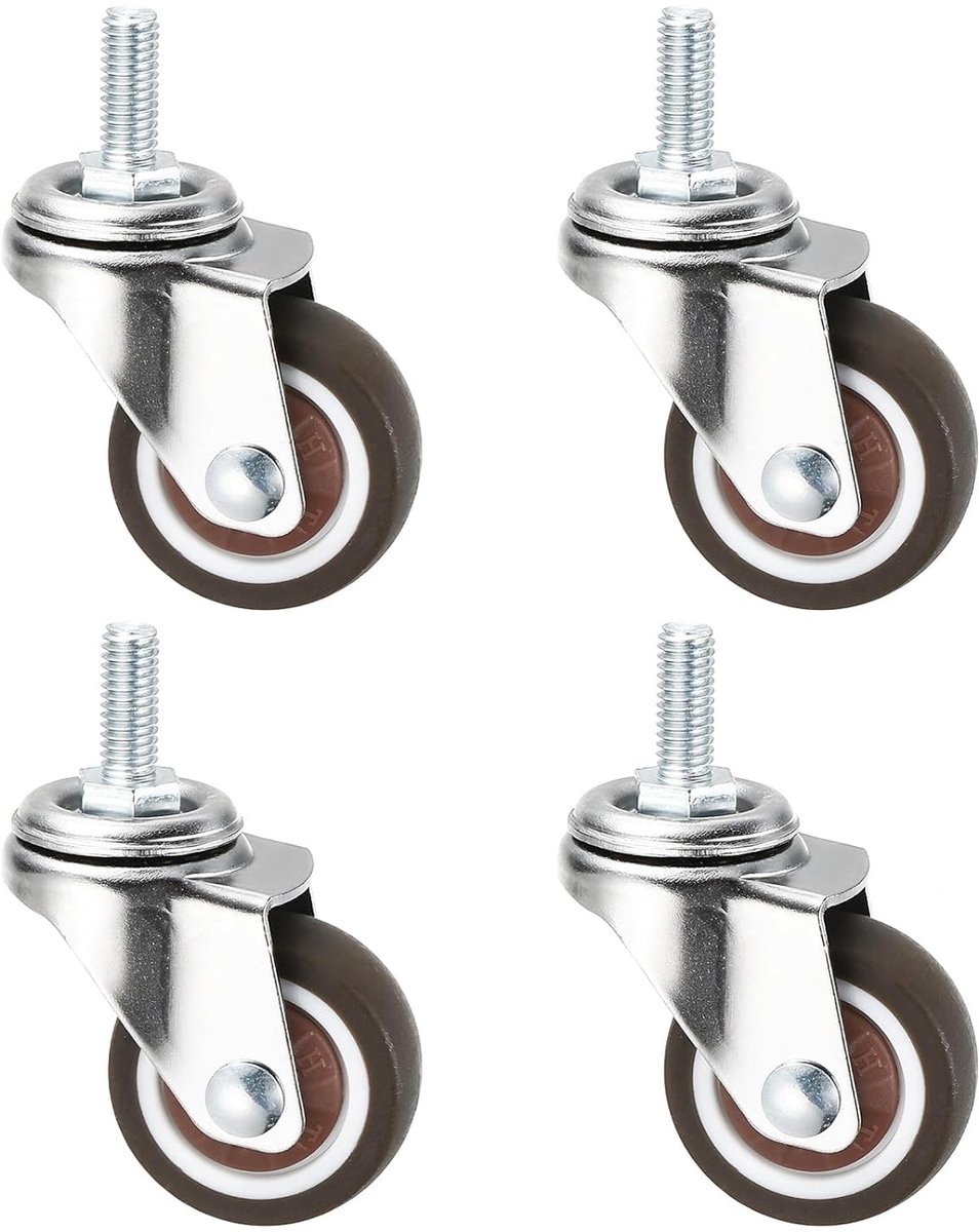 1,25 inch wielen met schroefdraad schacht - 4 stuks zwenkwielen voor draadrekken - vervangende meubelwielen - bruin - meubelwagen wielen
