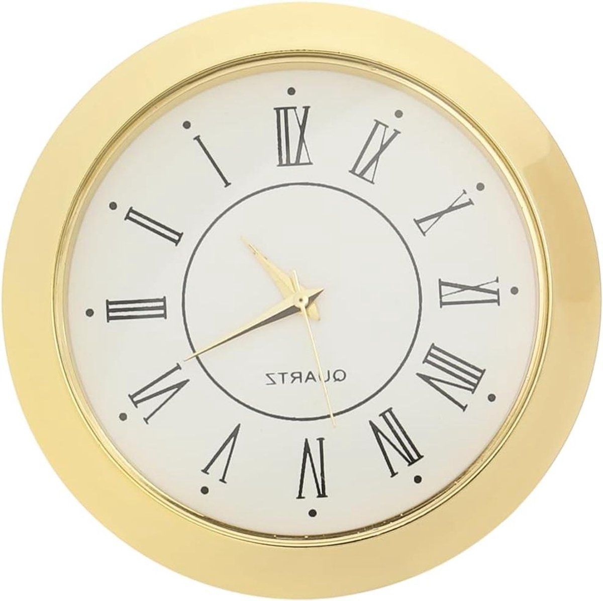 Kwartsklok Inzet - Klokonderdeel Rond - Klok Maken - Romeinse Cijfers - 55 mm Diameter - Goudkleurig