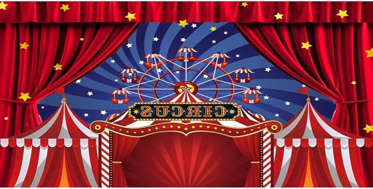 Carnaval Achtergrond - Circus Doek - Feest Decoratie - Levendig Bedrukt - 6 x 3 meter - Rood Wit