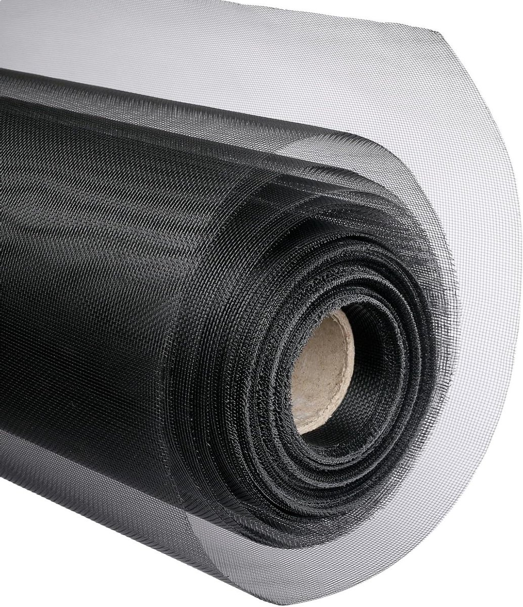 Raamscherm Vervanging - Gaasrol Scherm - Ongedierte Buiten Houden - Roestvrij Staal 304 - 90 x 25 cm - Zwart