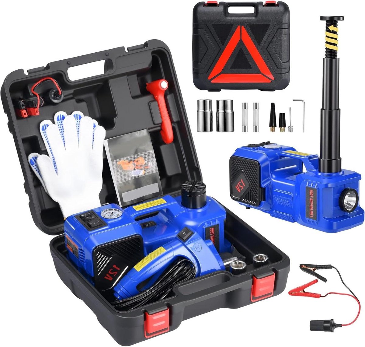 Elektrische Autokrik - Hydraulische Krik Set - Voertuig Reparatie - Met Slagmoersleutel - 5 Ton - Blauw