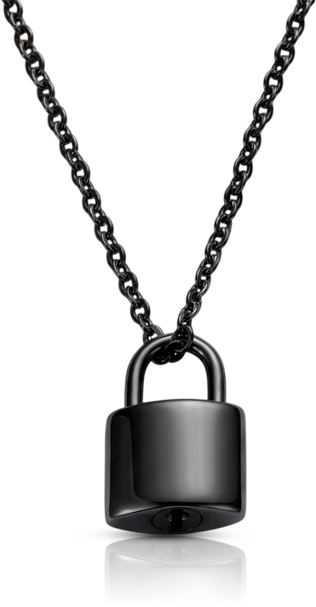 Akerz Zwarte As Ketting Slotje – Mini Urn Ketting – Herinneringssieraad – RVS – Inclusief Ketting & Vulsetje