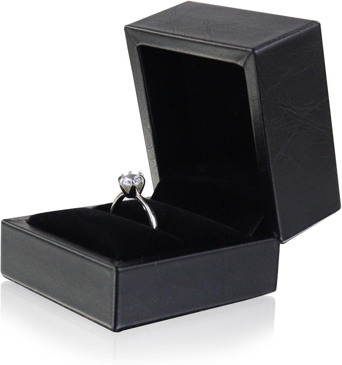 Ring Doosje - Juwelendoosje - Cadeau Presentatie - Zachte Voering - 4.5 x 5.3 x 5.5 cm - Zwart