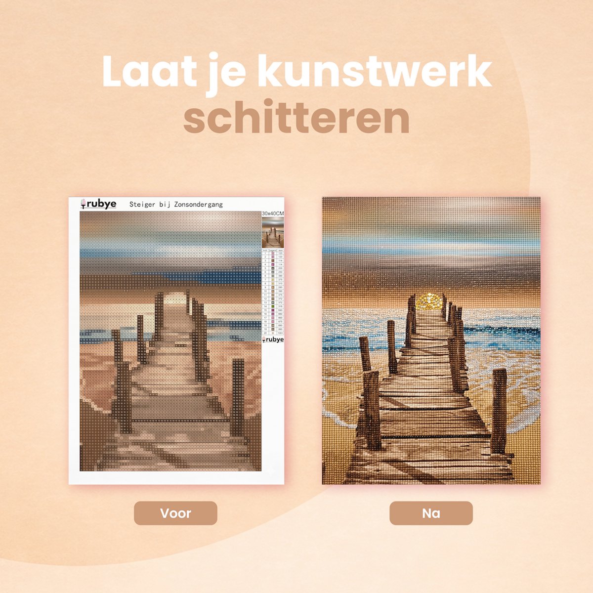 Rubye® Diamond Painting Volwassenen - Diamond Painting Kinderen - Diamond Painting Pakket Volledig - Eindeloze Steiger - 30x40cm — afbeelding 9