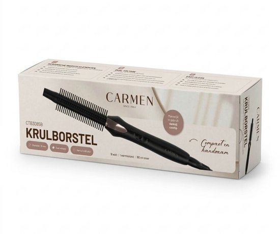 Carmen CTB3085B - Krulborstel - Diameter 19 mm - Dual voltage - Thermal brush - Keramische warmte elementen - Aan/uit indicator - Easy clean