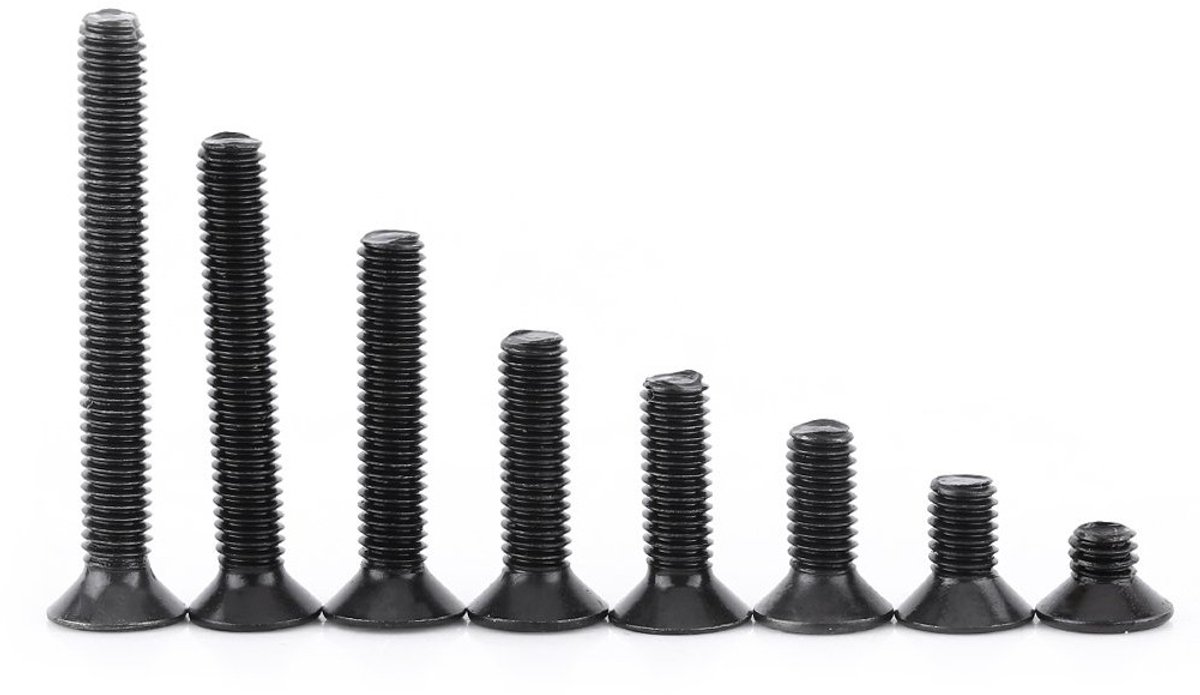 200 Stuks M3 Inbusbouten Verzinkte Platkop Schroeven Set 10.9 Legeringsstaal 4-25mm met Opbergdoos voor Klussen en Bevestigen