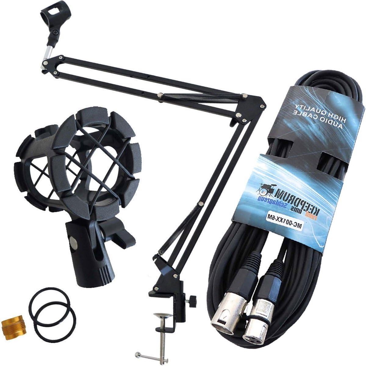 Microfoonstatief Zwenkarm - Tafelmicrofoonhouder - Podcasting Opnemen - 360 Graden Draaibaar - 407 cm - Zwart