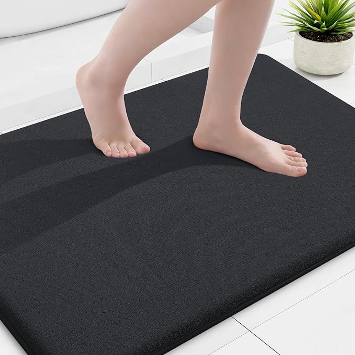 Olanly Badkamermat - Absorberende Badmat - Douchemat - TPR Antislip Mat - 61x90cm - Zwart - Extra Zwaar