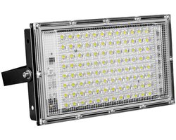 Merkloos 2 stuks 100W LED buiten schijnwerper - 10000LM, 3000K warmwit, IP65 waterdicht, beveiligingsverlichting voor tuin, garage, erf