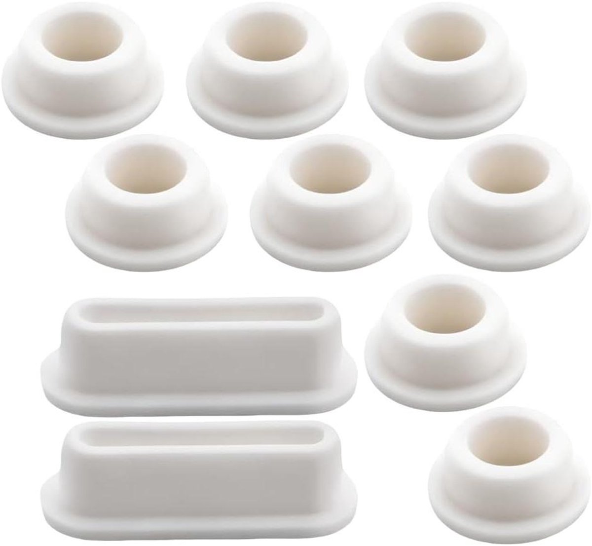 Gootsteen Overloopdoppen - Wastafel Pluggen - Gootsteen Afdekken - Flexibel Rubber Materiaal - 8x Rond 2x Rechthoekig - Wit
