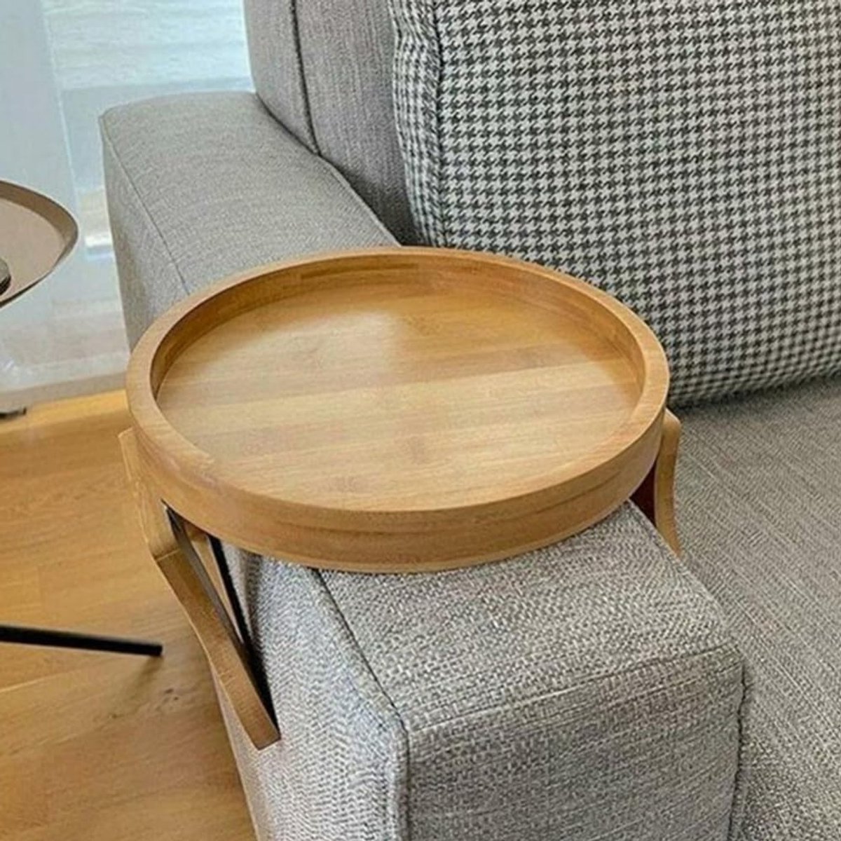 Opvouwbare Sofa Armleuning Tafel - Handige Zijtafel voor Snacks, Drankjes en TV - 25 cm Diameter, Ideaal voor Woonkamer en Relaxmomenten