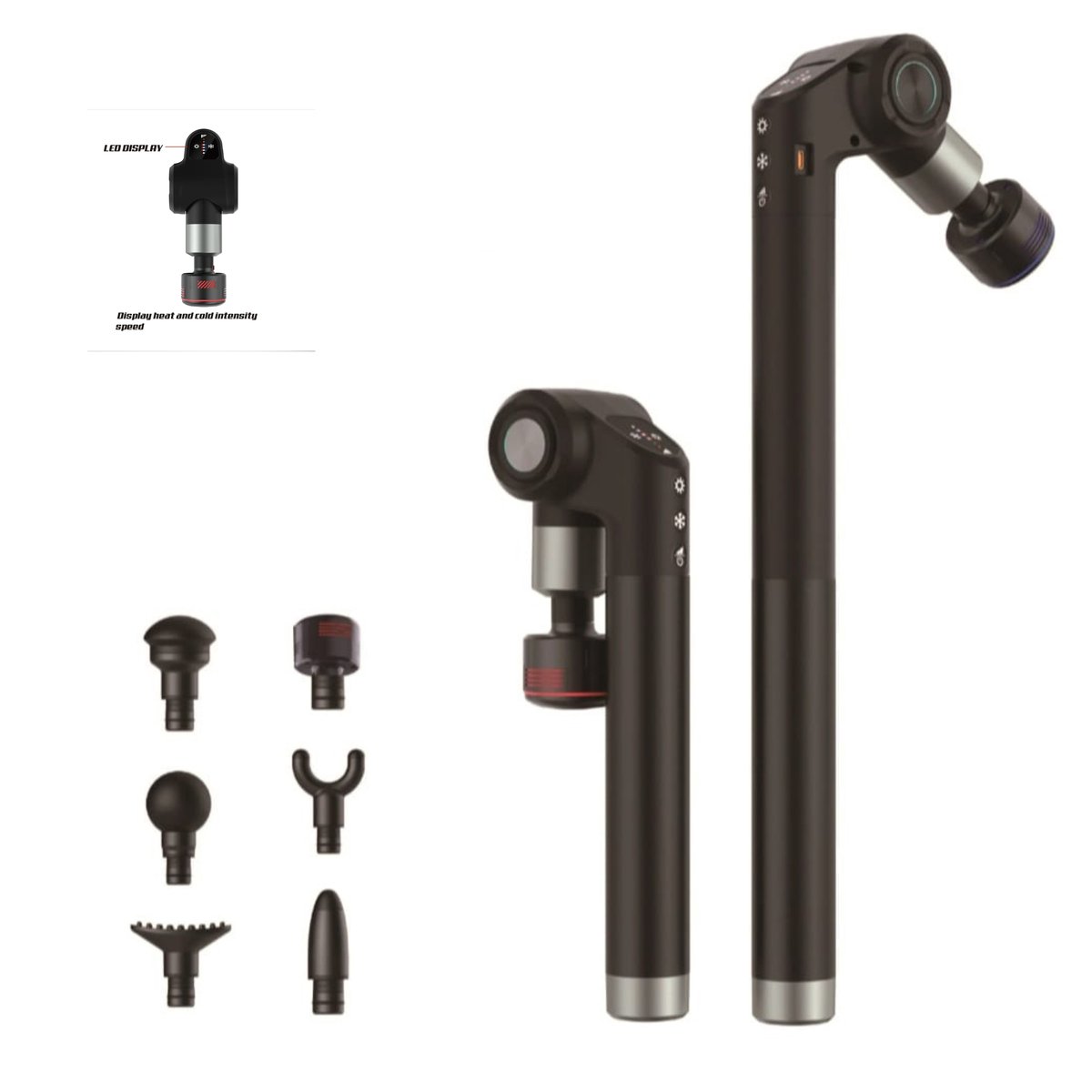 Massage Gun Professioneel – Deep Tissue Massagepistool met Hot & Cold Functie voor Spierherstel, Ontspanning en Massage van Rug, Nek en Schouders