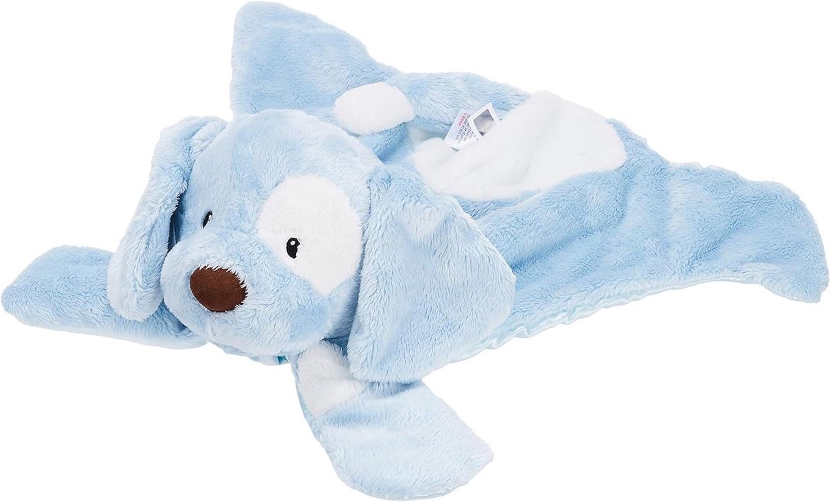 Knuffel met deken - Baby deken knuffel - Baby comfort - Satijnen onderkant - 38 cm - Blauw