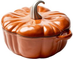 Gietijzeren Braadpan - Pompoenpan Soeppan - Langzaam Garen - Antiaanbak Gietijzer - 3.6 Kilogram - Geel