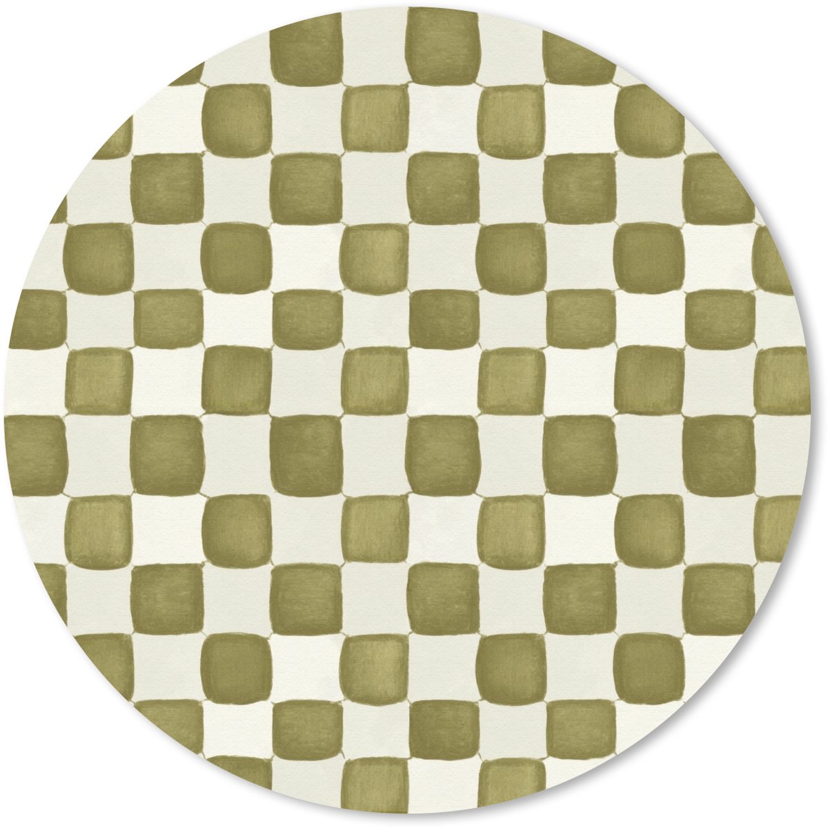 Muismat rond 50x50 cm - Mousepad Schaak - Patroon - Groen - Ronde muismatten