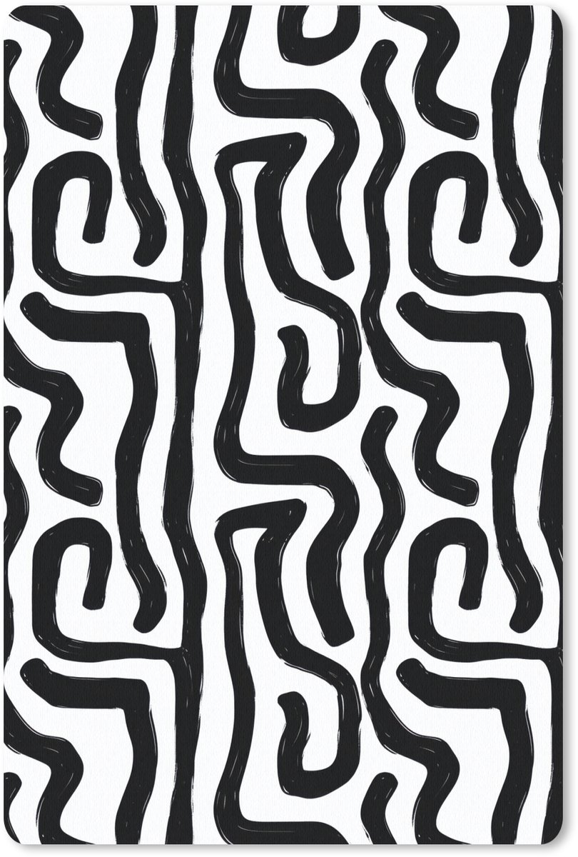 Muismat 13x20 cm - Mousepad Modern - Lijnen - Zwart - Muismatten