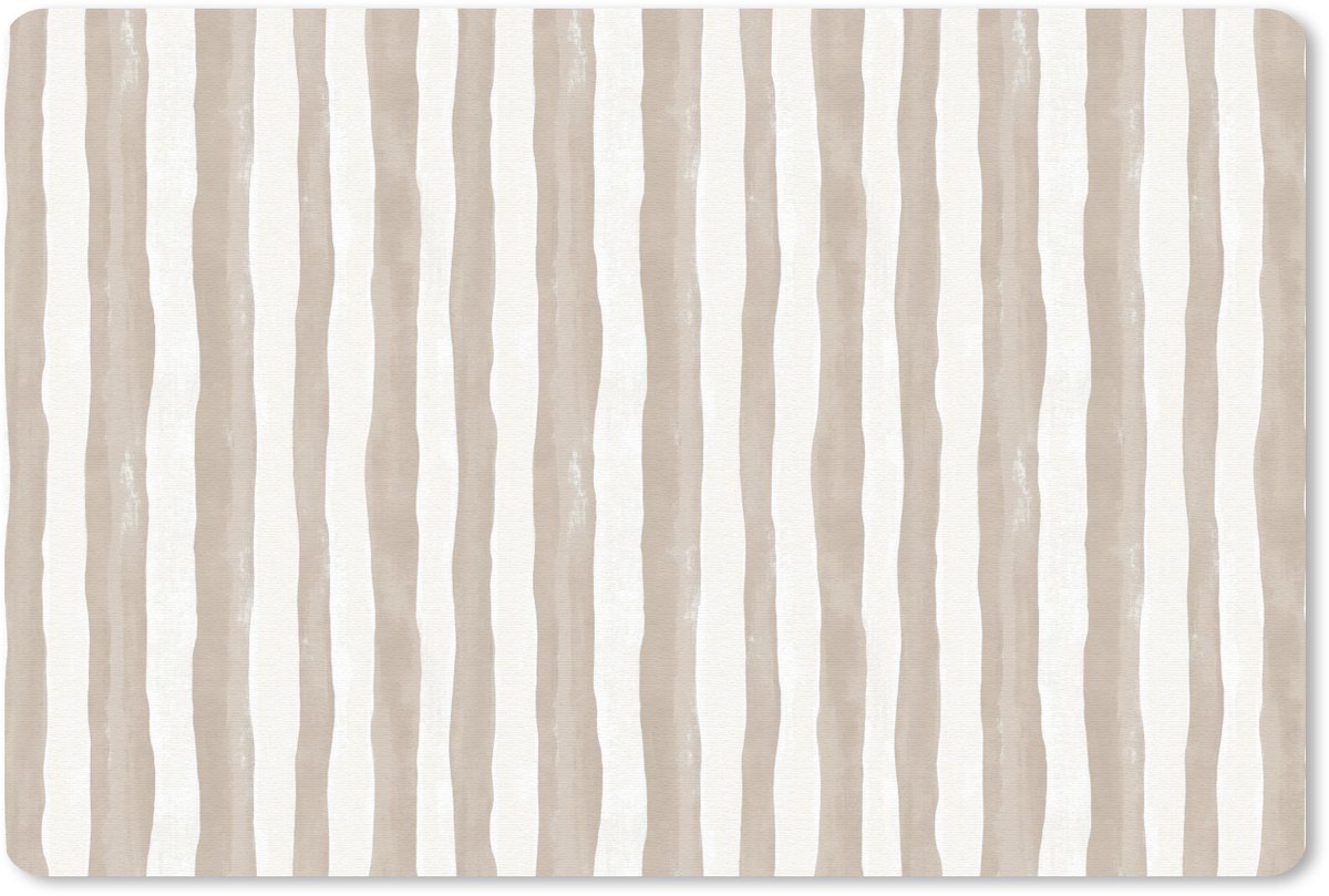 Muismat 13x8 cm - Mousepad Minimalistisch - Strepen - Beige - Muismatten