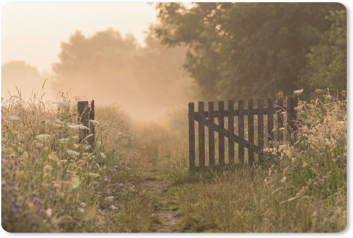 Muismat 13x8 cm - Mousepad Hek - Natuur - Mist - Veld - Muismatten