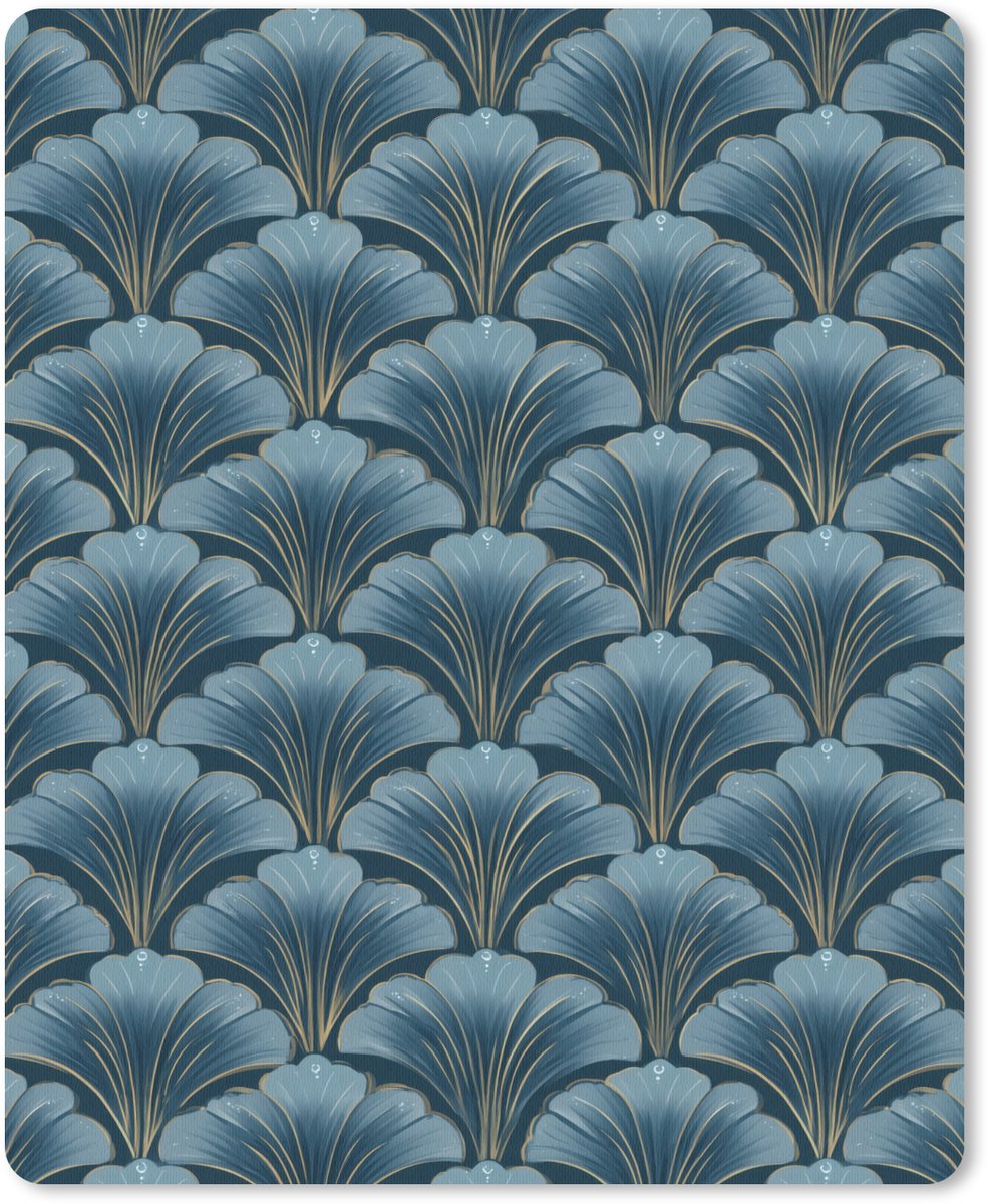 Muismat 12x16 cm - Mousepad Patroon - Ginkgoblad - Blauw - Muismatten
