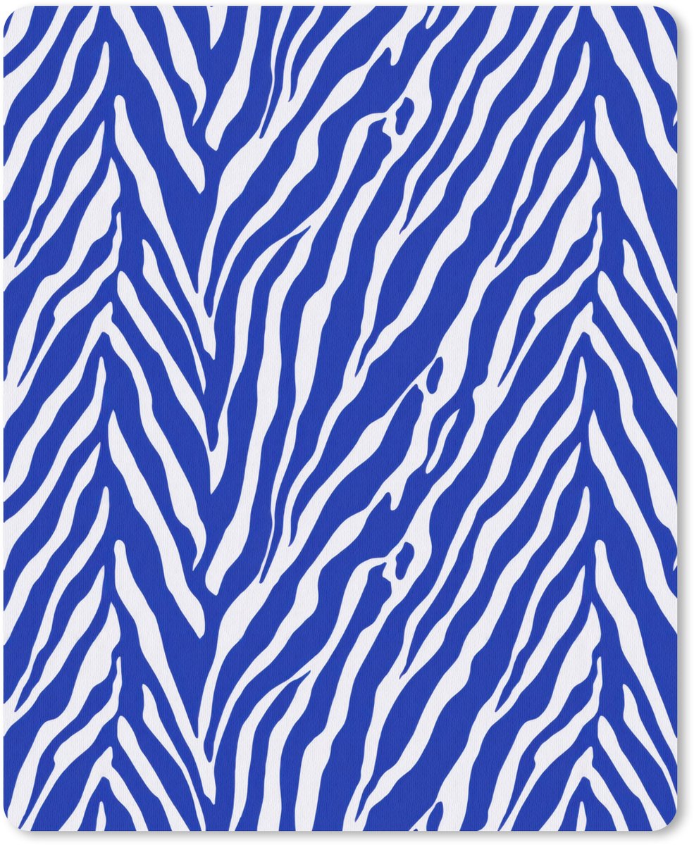 Muismat 12x16 cm - Mousepad Zebra - Patroon - Kobalt - Blauw - Muismatten