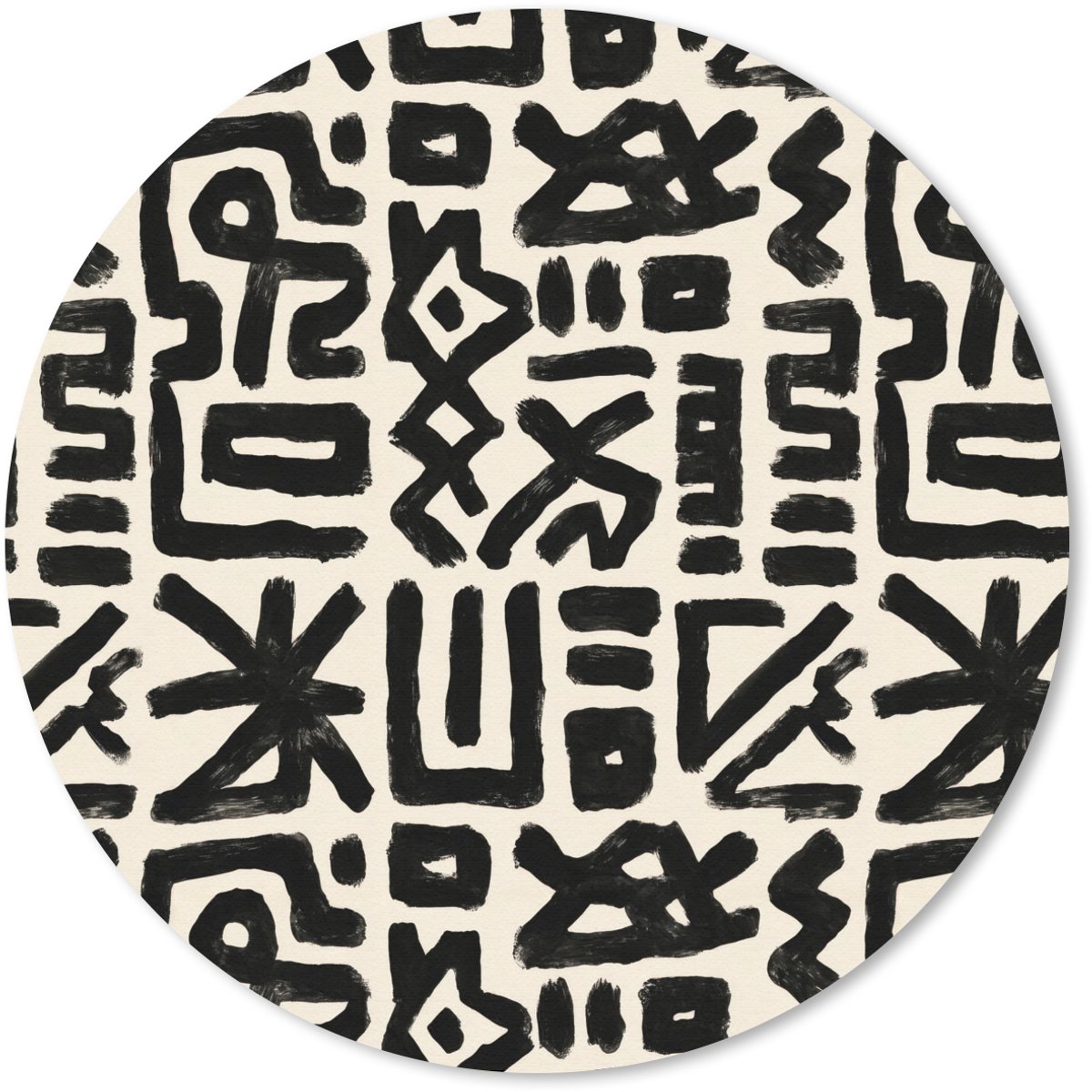 Muismat rond 30x30 cm - Mousepad Geometrisch - Figuren - Zwart - Ronde muismatten