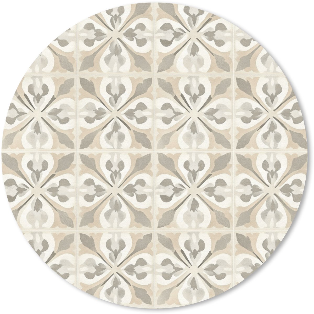 Muismat rond 40x40 cm - Mousepad Tegel - Motief - Beige - Ronde muismatten