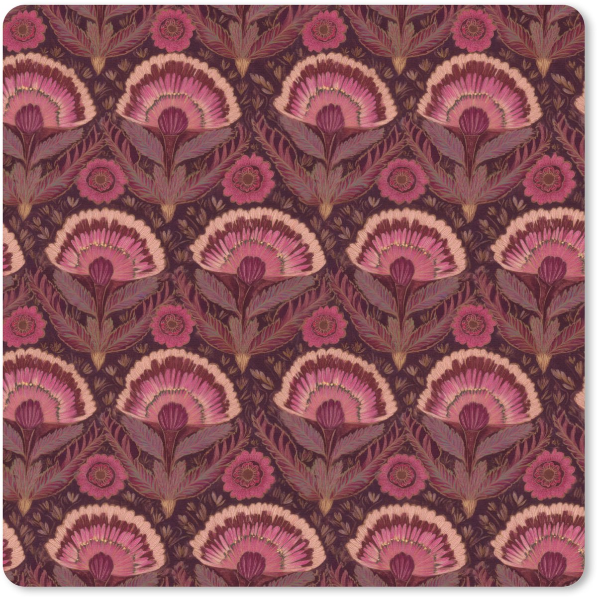 Muismat 20x20 cm - Mousepad Antiek - Bloemen - Kleurrijk - Muismatten