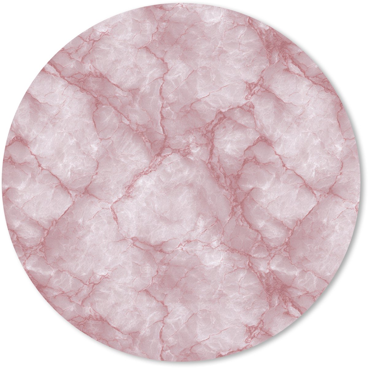 Muismat rond 20x20 cm - Mousepad Roze - Kwartsmarmer - Aders - Ronde muismatten
