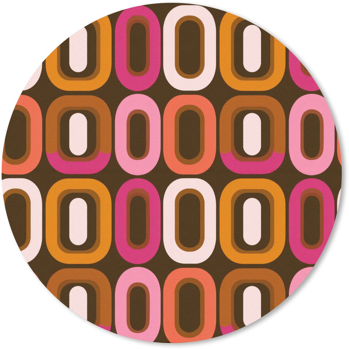 Muismat rond 50x50 cm - Mousepad Modern - Retro - Kleurrijk - Ronde muismatten