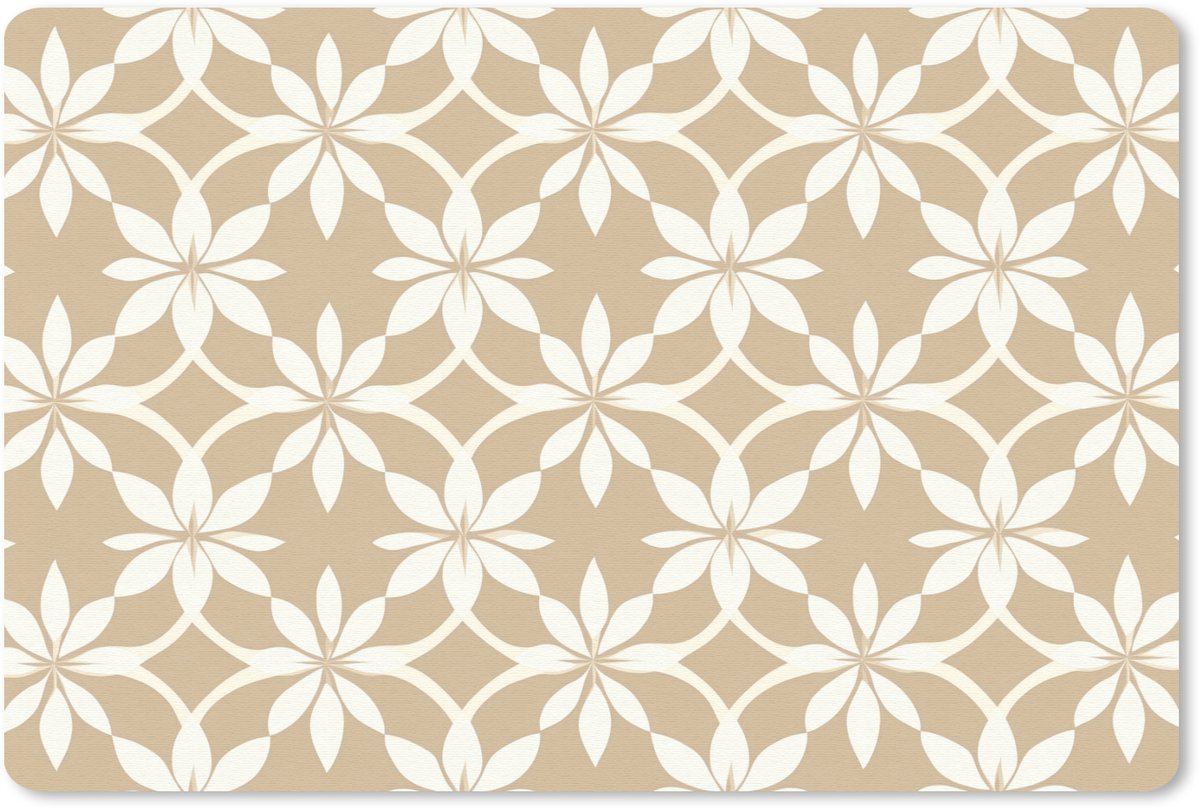 Muismat 13x8 cm - Mousepad Bloemen - Patroon - Beige - Muismatten