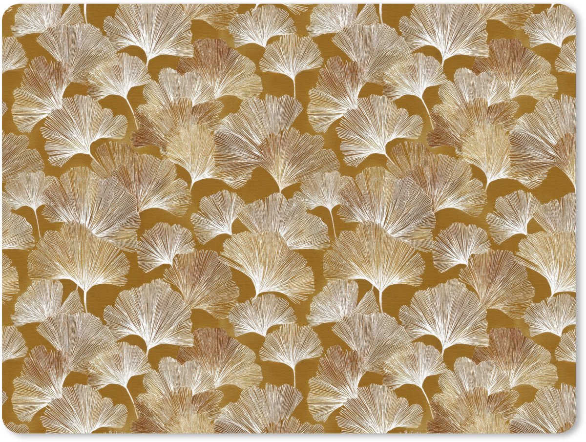 Muismat 12x10 cm - Mousepad Ginkgo - Bladeren - Goud - Muismatten