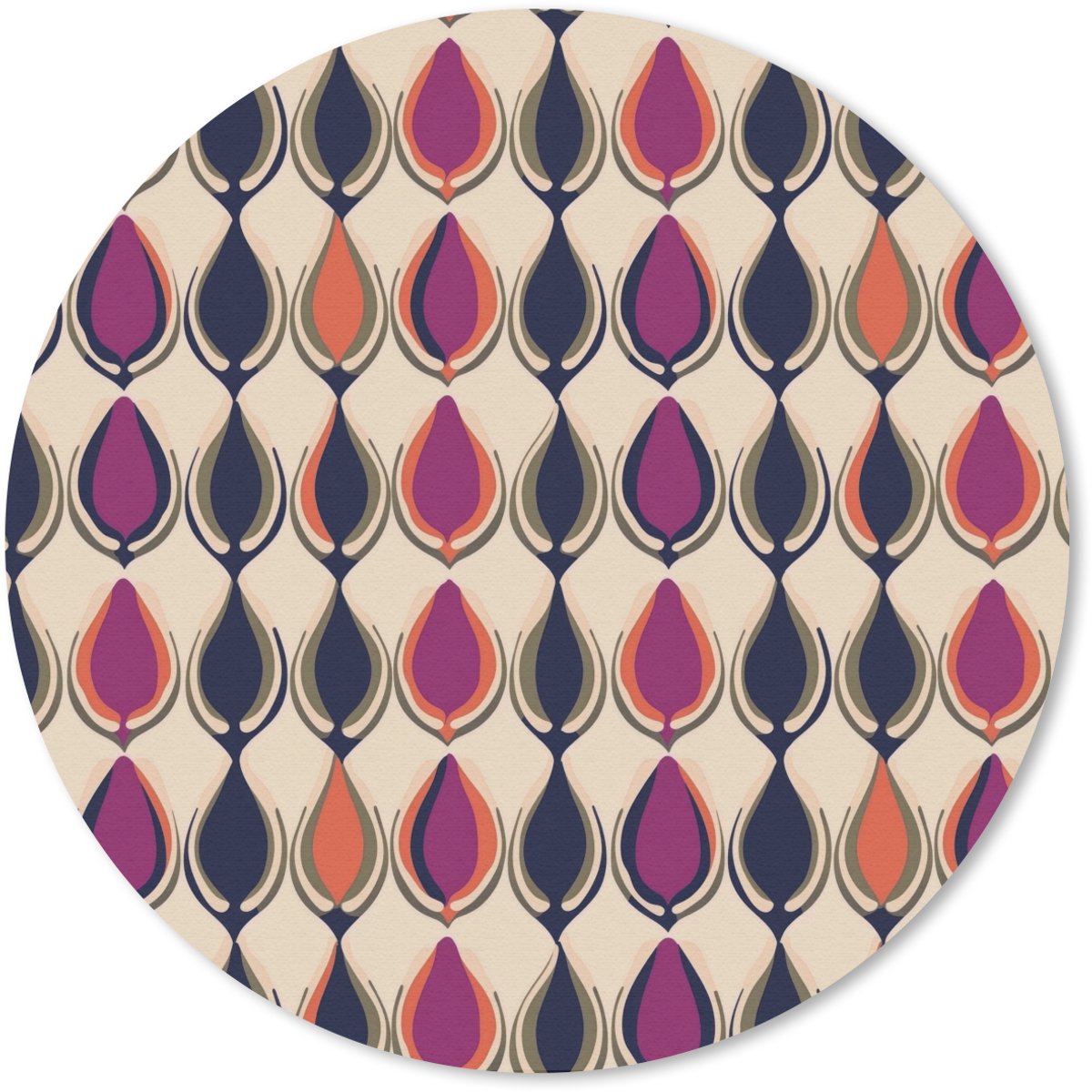 Muismat rond 50x50 cm - Mousepad Vintage - Retro - Kleurrijk - Ronde muismatten