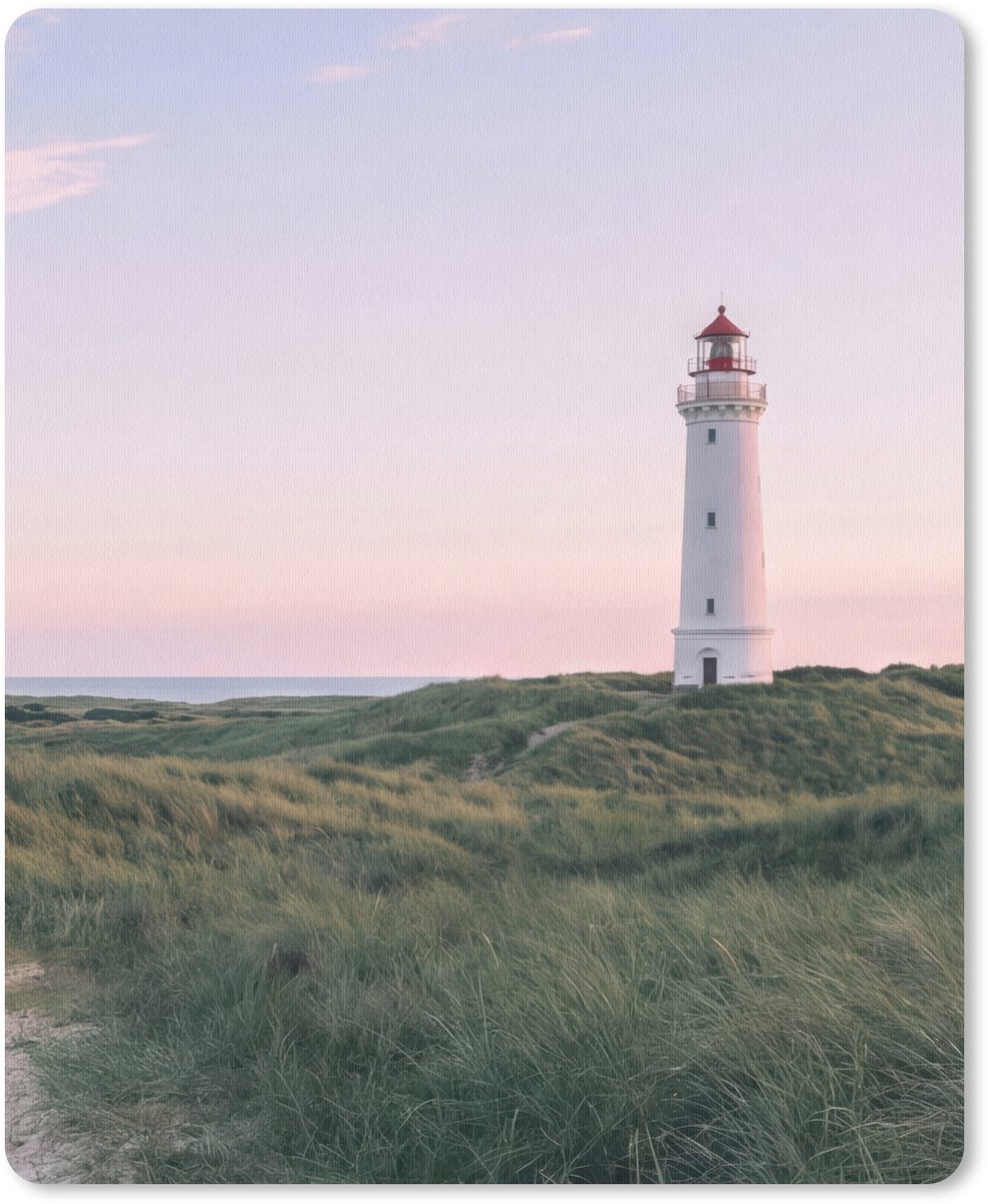 Muismat 12x16 cm - Mousepad Vuurtoren - Duinlandschap - Zee - Muismatten