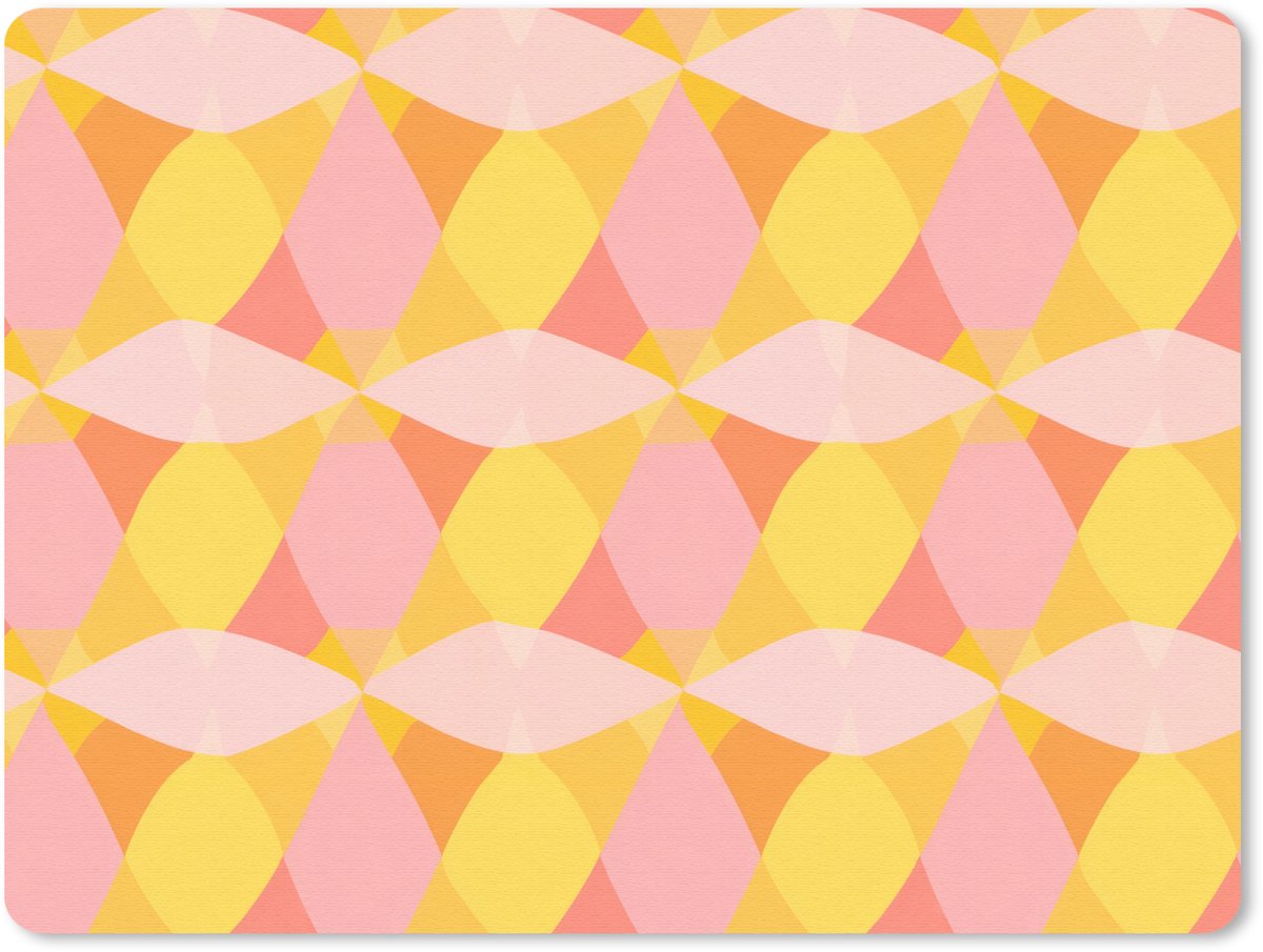 Muismat 12x10 cm - Mousepad Kleurrijk - Ruitpatroon - Bladvormen - Muismatten