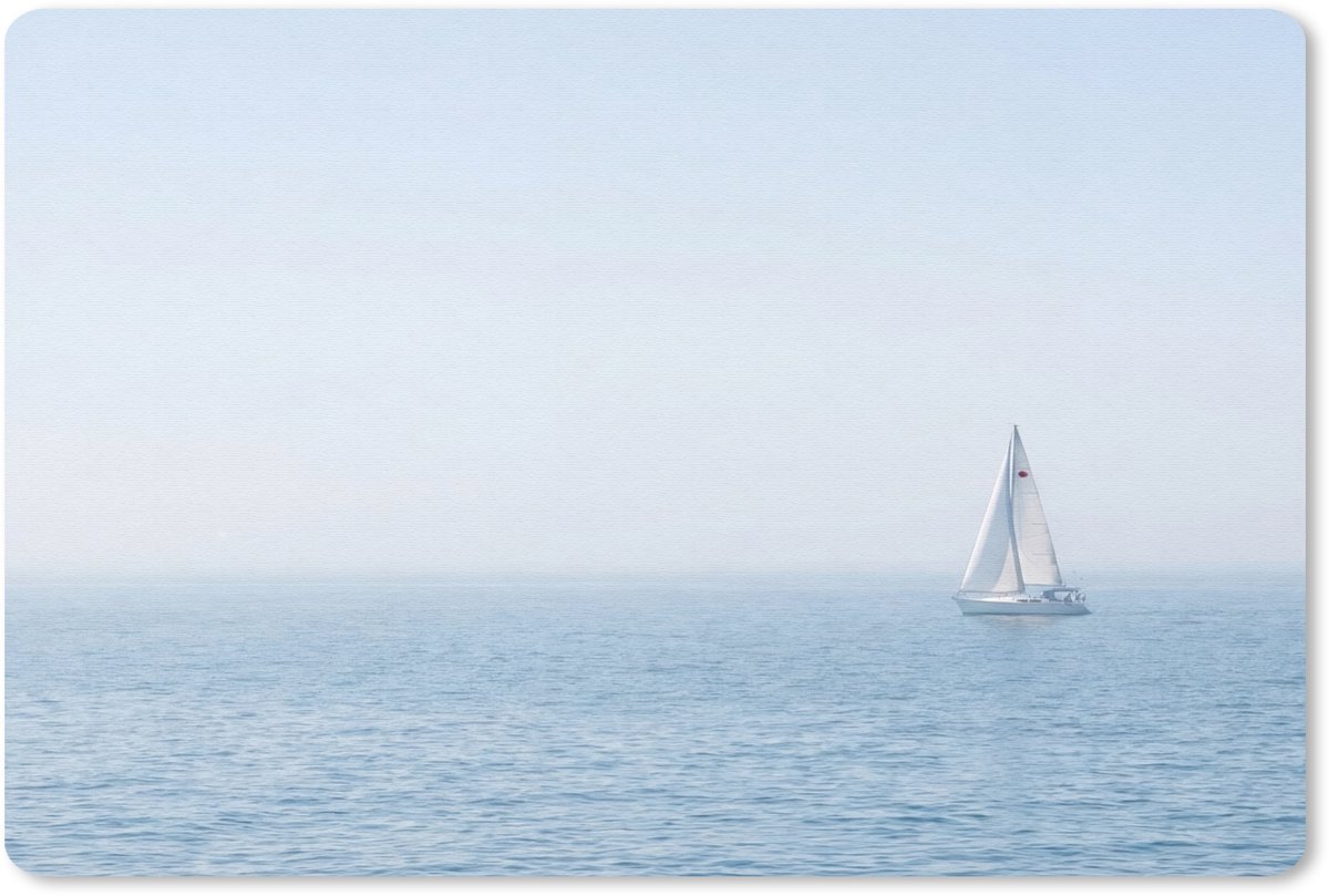 Muismat 13x8 cm - Mousepad Horizon - Zeilboot - Zee - Muismatten