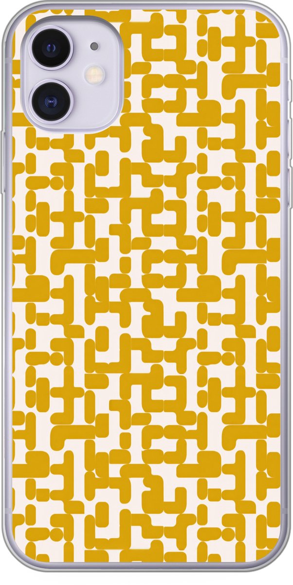 Telefoonhoesje Geschikt voor iPhone 11 hoesje - Geel - Beige - Patroon - Siliconen Telefoonhoesje Telefoonhoesje