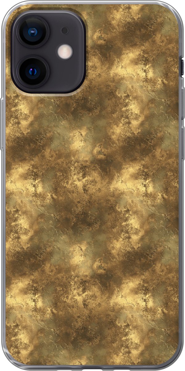 Telefoonhoesje Geschikt voor iPhone 12 mini hoesje - Antiek - Metaallook - Goud - Siliconen Telefoonhoesje Telefoonhoesje