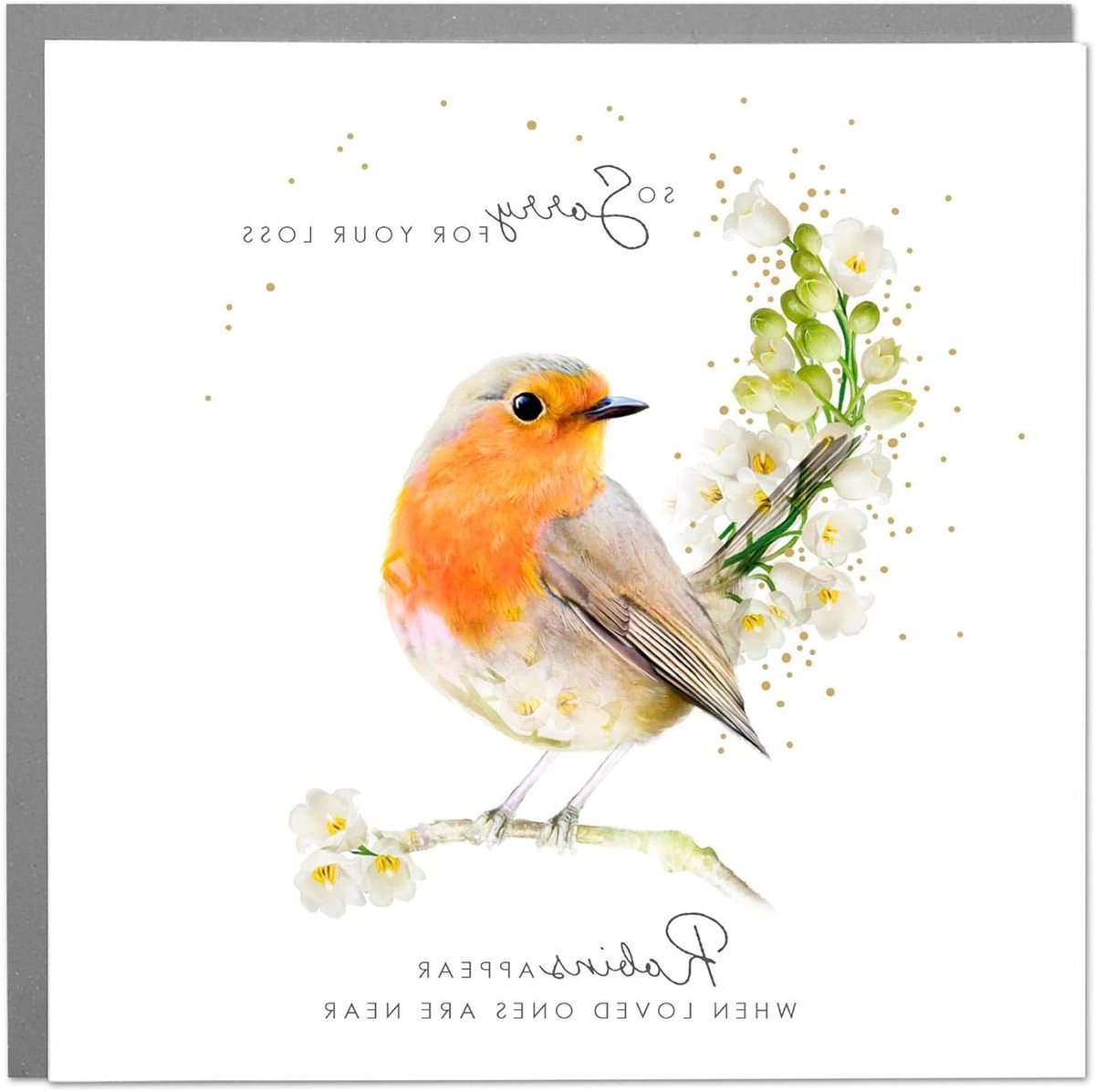 Sympathiekaart Roodborstje - Condoleancekaart Wenskaart - Troost Bieden - FSC 350gsm Board - 150mm x 150mm - Roodborstje