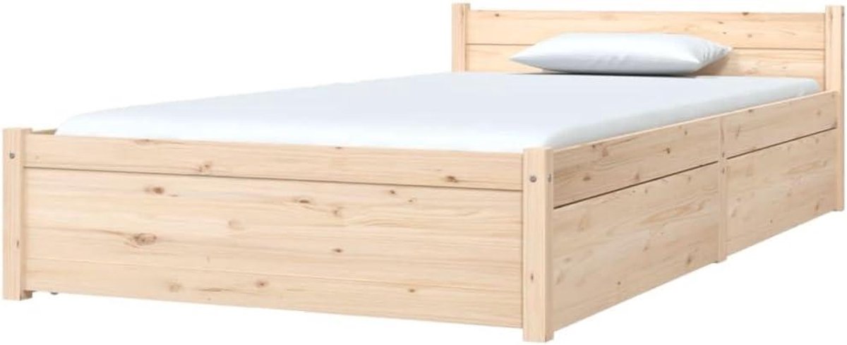 Bedframe met lades - Houten bedbak - Slaapkamer opruimen - Massief grenenhout - 90 x 190 cm - Naturel