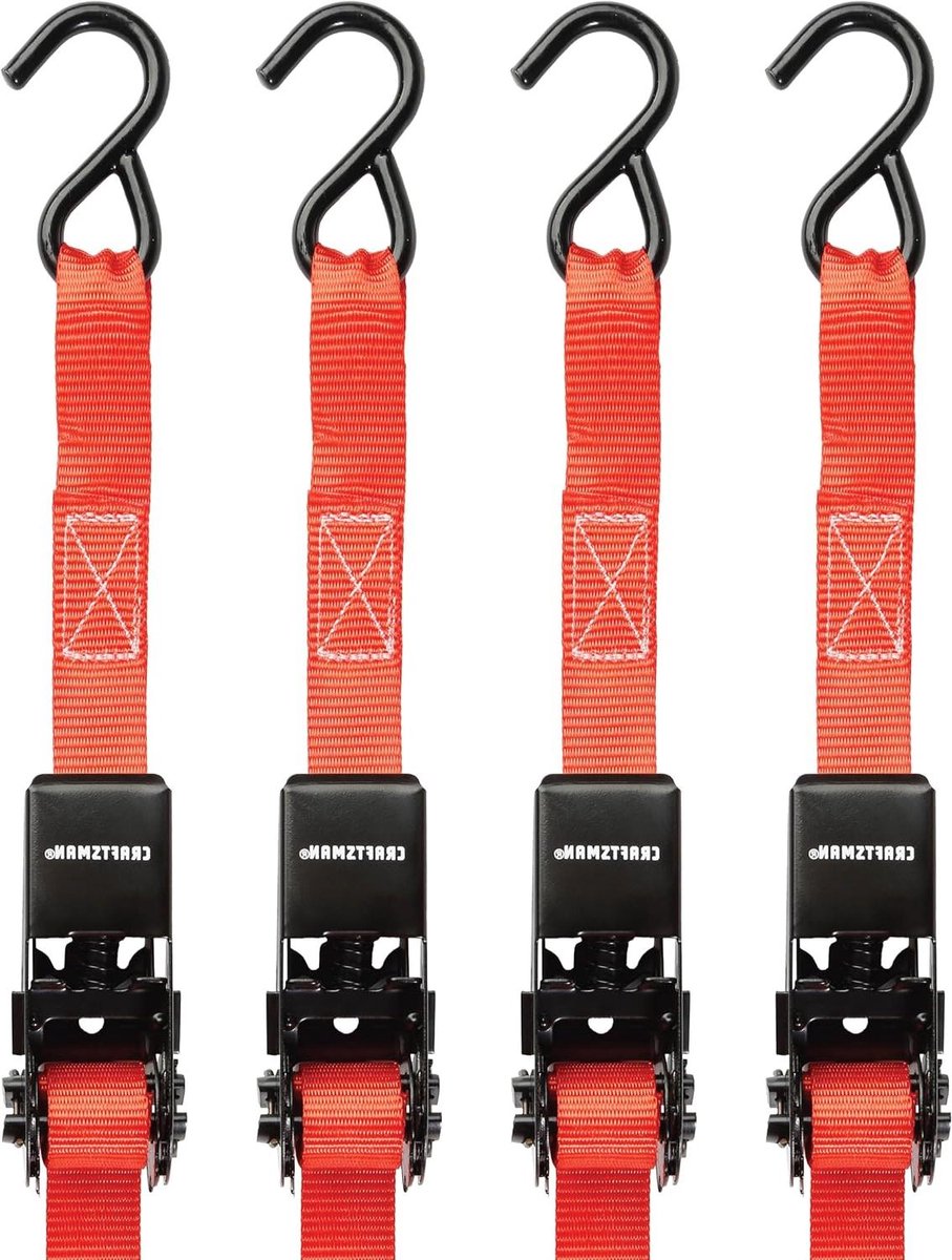 Ratelspanbanden - Spanbanden Ratel - Lading Vastzetten - Gecoate Componenten - 10 voet - Zwart Rood