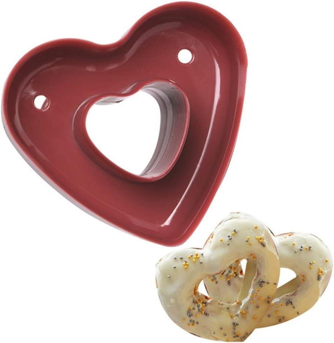 Donut Vorm - Donut Maker Hart - Zelf Donuts Maken - Ontluchtingsgat Ontwerp - 8.3 x 7 x 6 cm