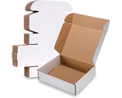 Verzenddozen - Verpakking dozen - Kleine bedrijven verzenden - Gehard golfkarton - 25 stuks 10x7x3 inch - Wit